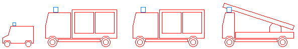 Löschzug mit ELW, LF, TLF und DL